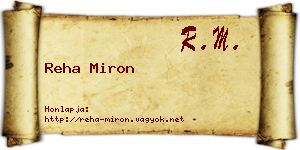 Reha Miron névjegykártya